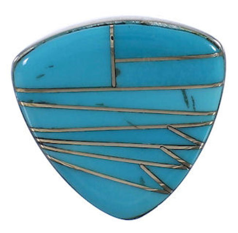 Heavy Turquoise Inlay Southwest Silver Ring Size 6-1/2 PX40420